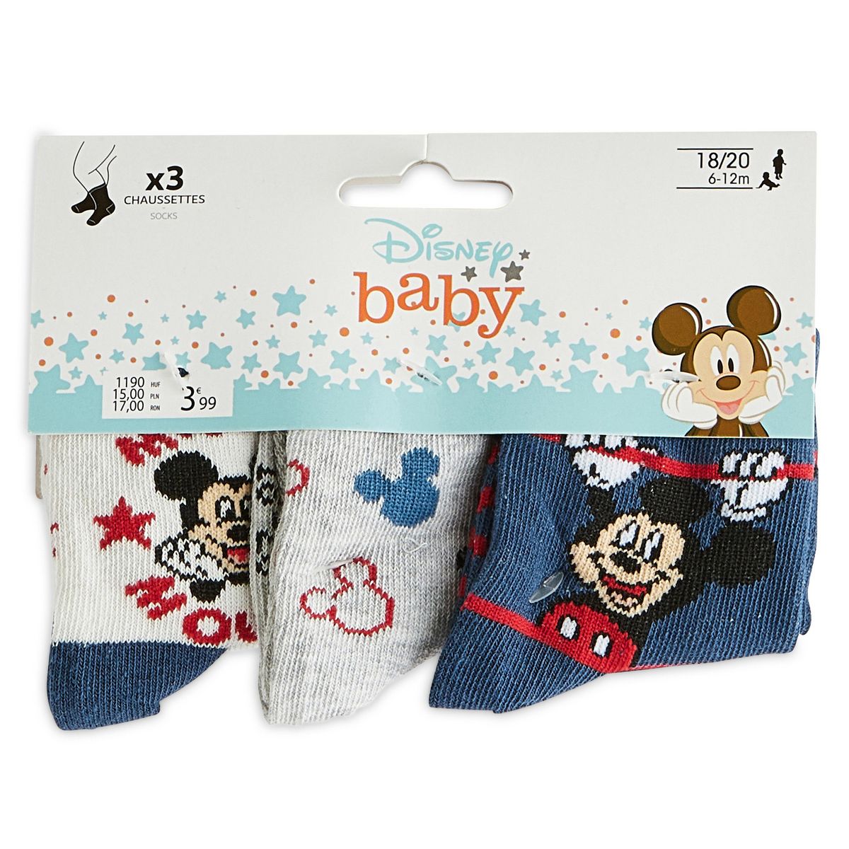 MICKEY Lot de 3 paires de chaussettes bébé garçon