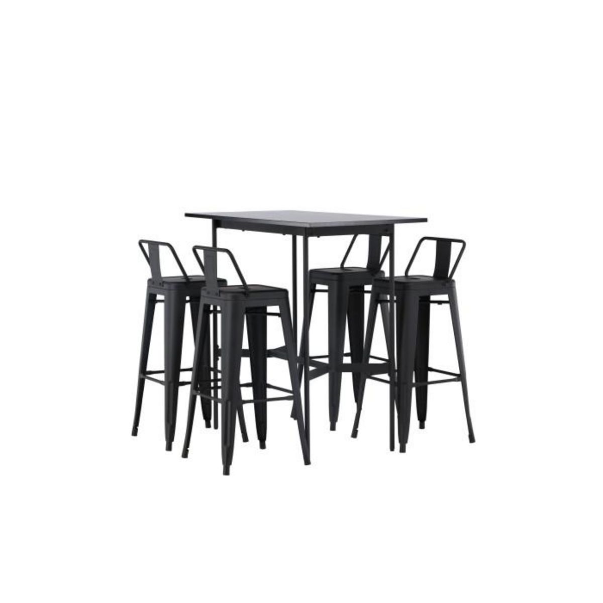 Paris Prix Ensemble Table de Bar & 4 Tabourets  Rax & Tempe  120cm Noir