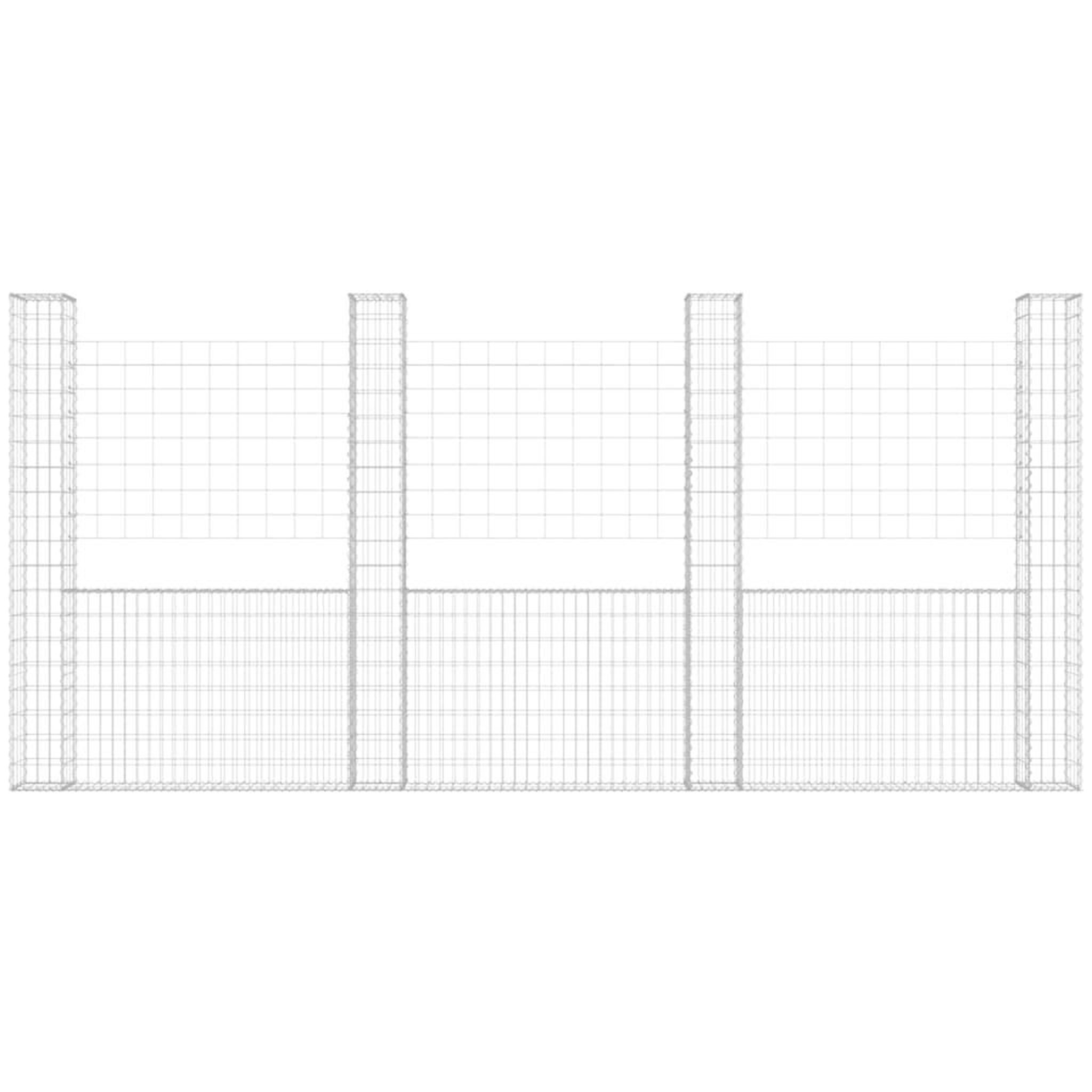 Voir la diapositive 3 : VIDAXL Panier de gabion en forme de U avec 5 poteaux Fer 500x20x200 cm