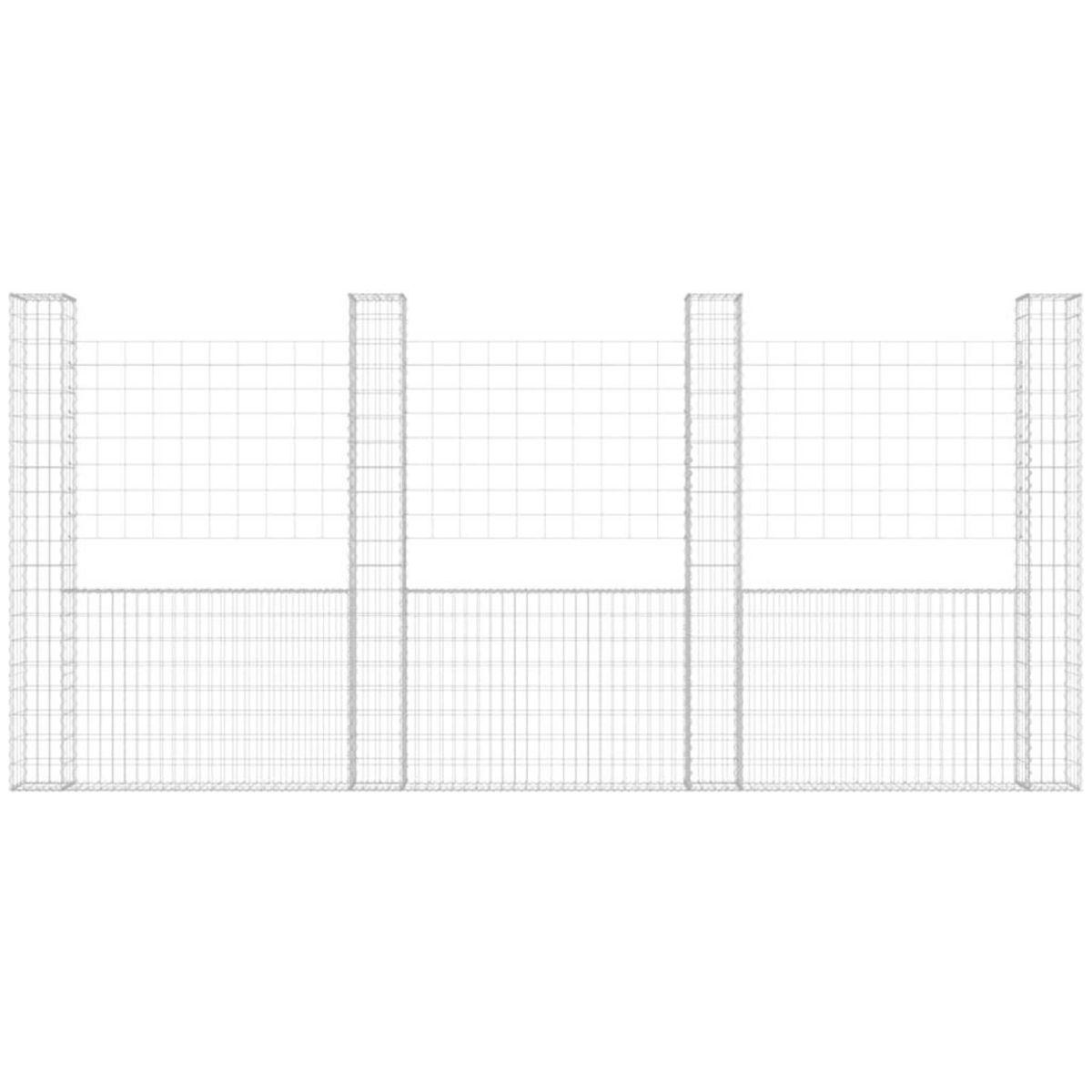 VIDAXL Panier de gabion en forme de U avec 5 poteaux Fer 500x20x200 cm