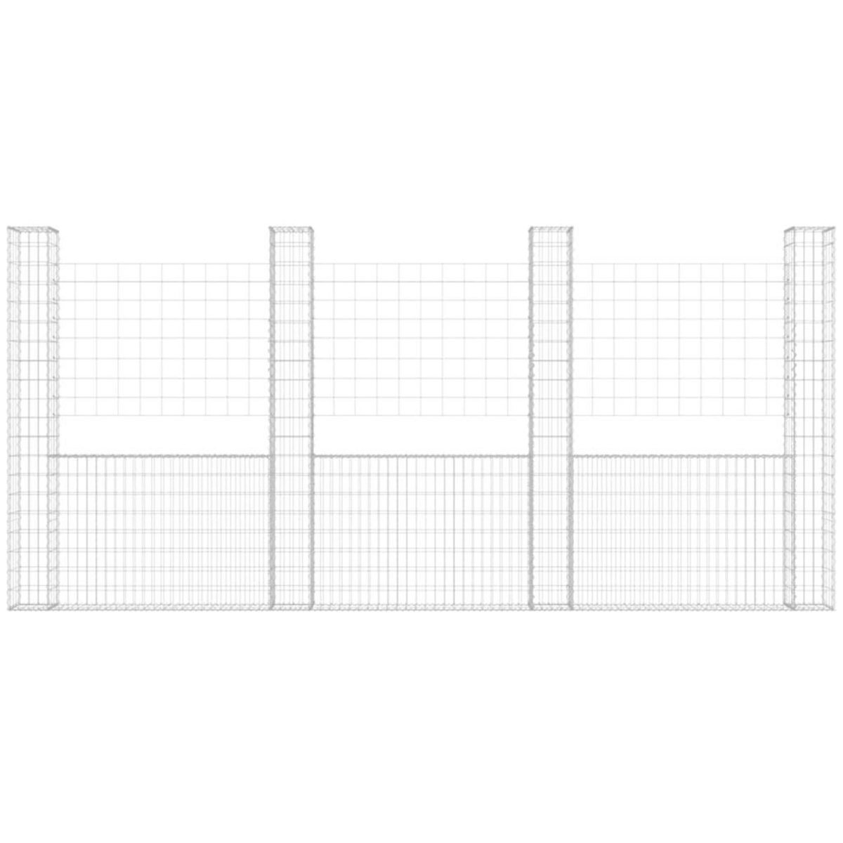 VIDAXL Panier de gabion en forme de U avec 5 poteaux Fer 500x20x200 cm