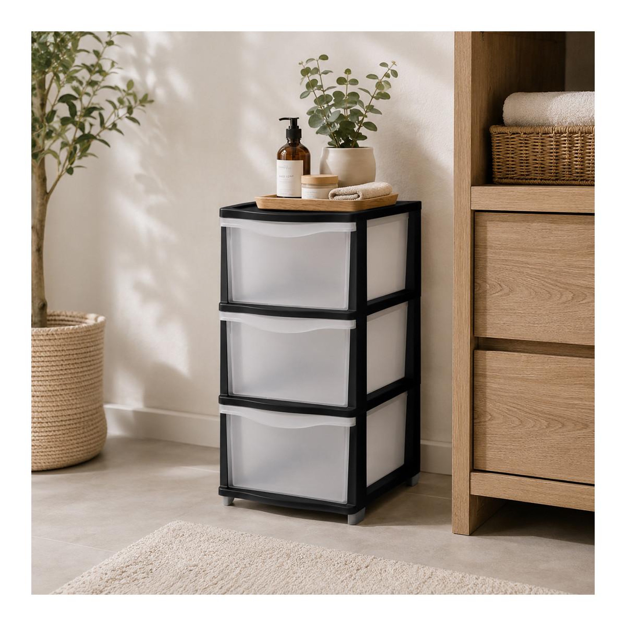 Voir la diapositive 4 : FIVE Tour de rangement 3 tiroirs  tom  63cm noir