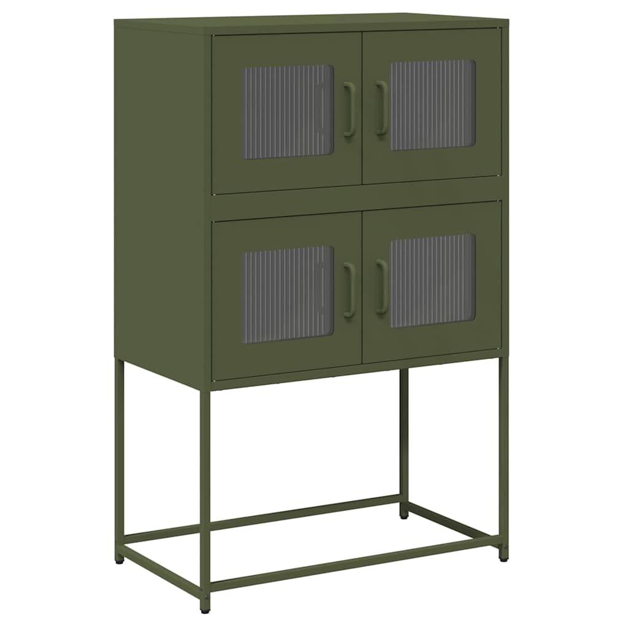 Voir la diapositive 2 : VIDAXL Buffet haut vert olive 68x39x107 cm acier