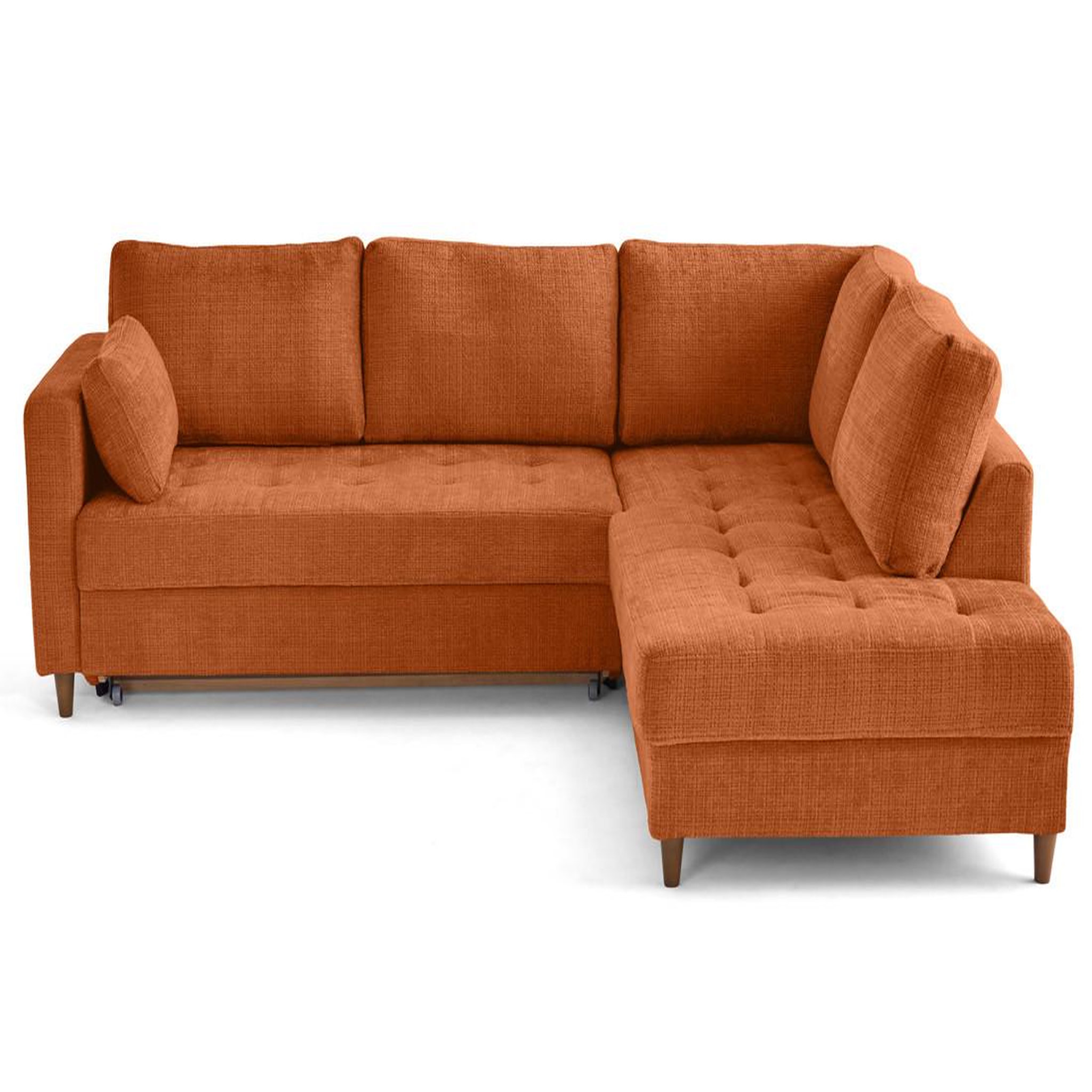 Voir la diapositive 1 : LISA DESIGN Anna - canapé d'angle droit 5 places convertible en velours texturé