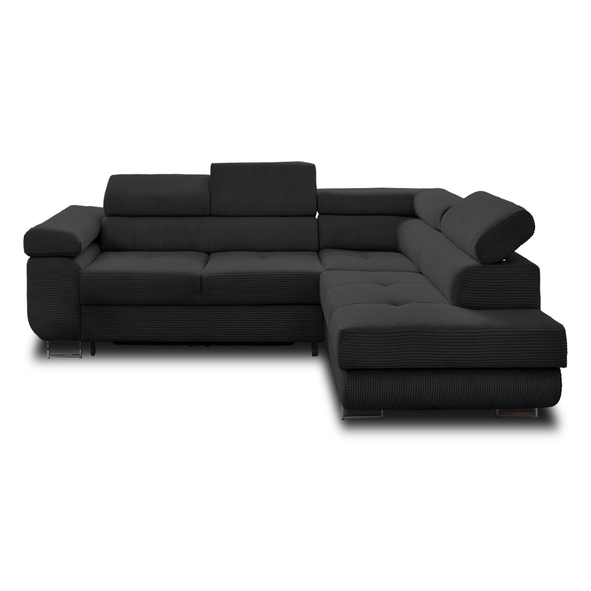 Voir la diapositive 1 : BEST MOBILIER Zaria - canapé d'angle droit - convertible avec coffre et têtières réglables - 5 places - en velours côtelé