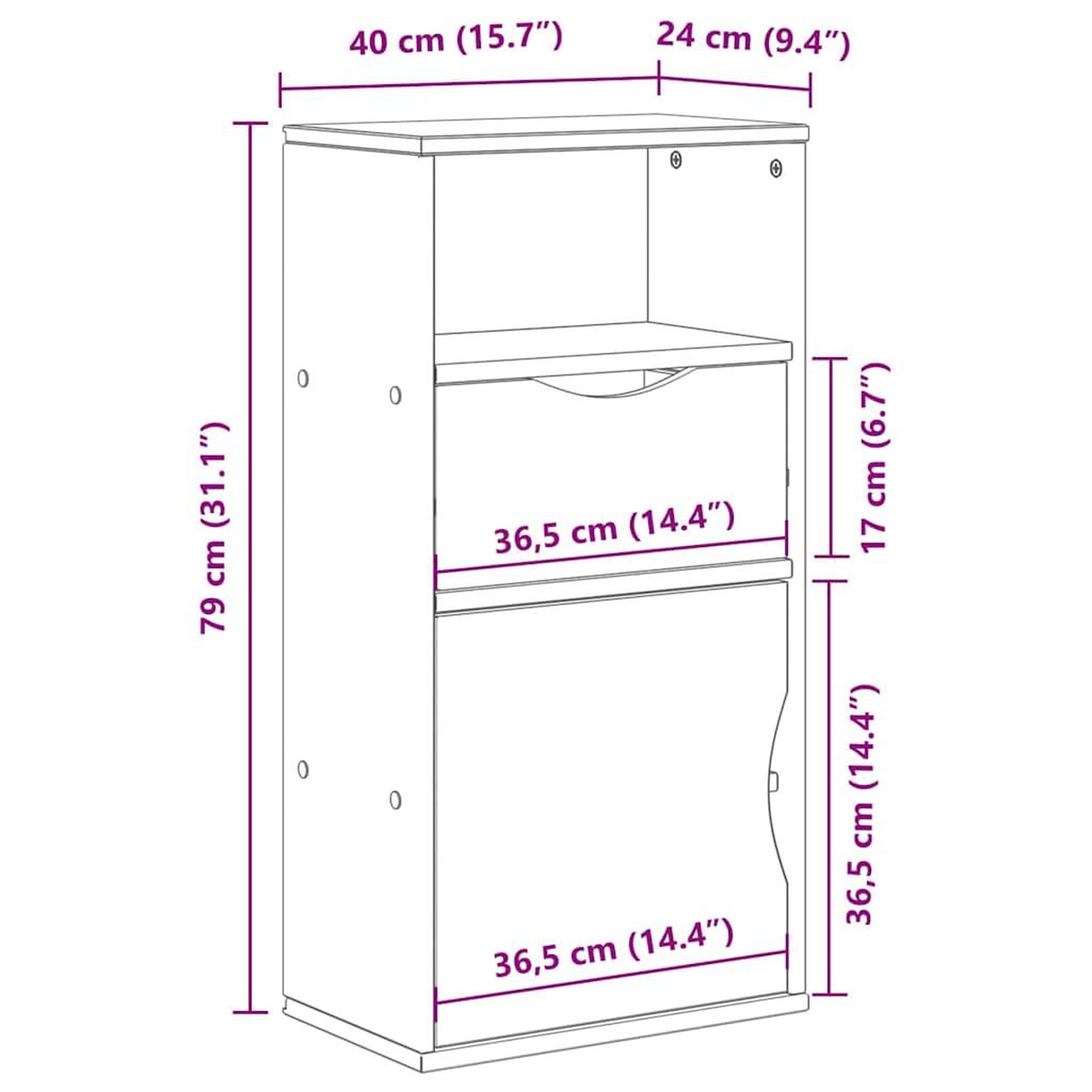 Voir la diapositive 6 : VIDAXL Armoire laterale avec tiroir ODDA 40x24x79 cm bois massif pin