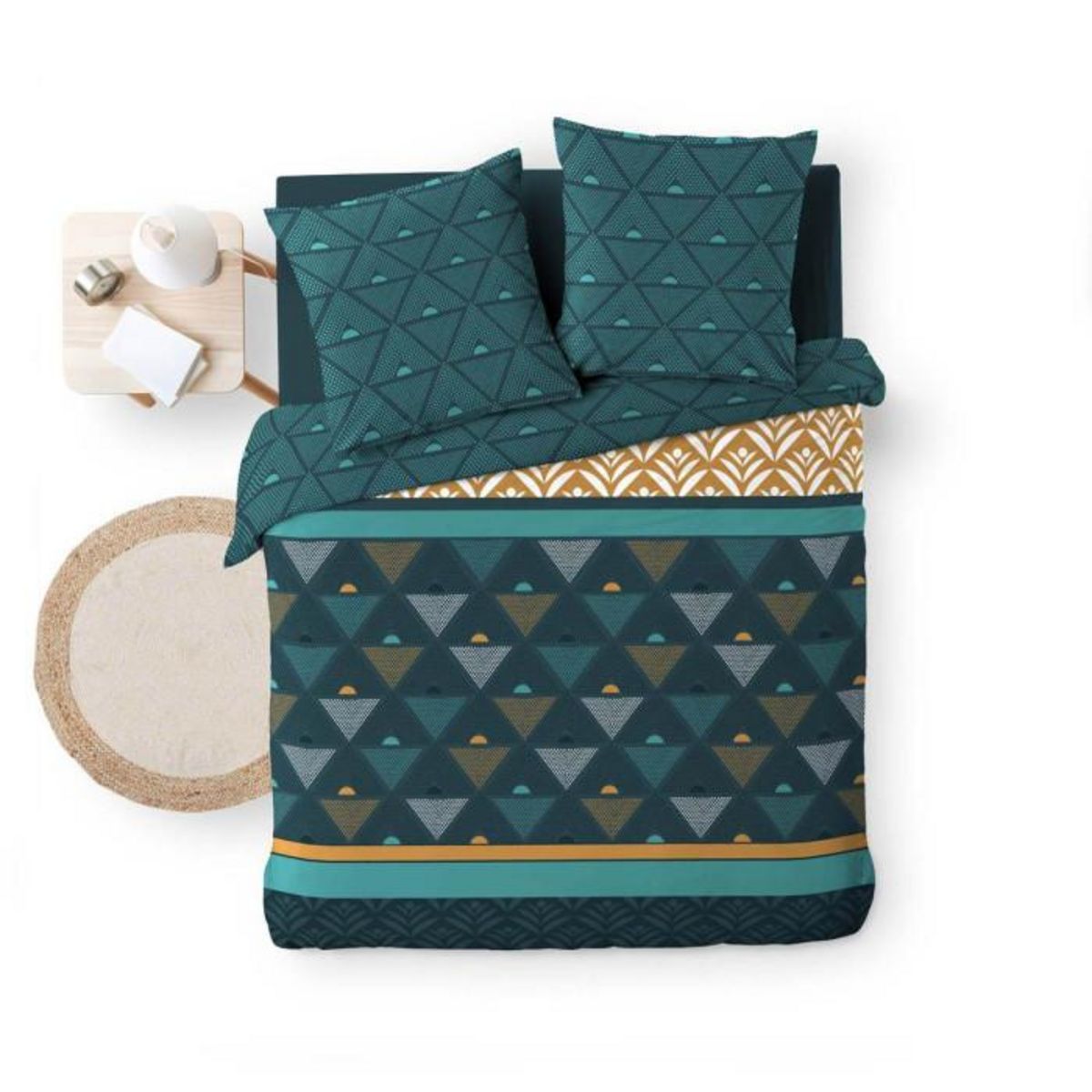 Paris Prix Parure de Lit 3 Pièces  Triade  240x220cm Vert