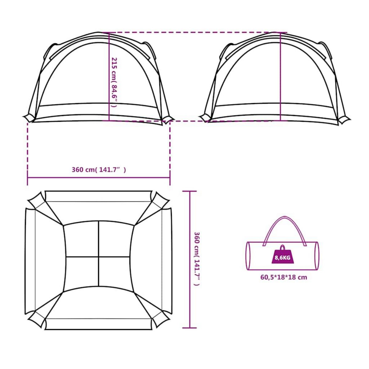 VIDAXL Tente de reception bleu impermeable