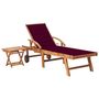 Voir la diapositive 1 : VIDAXL Chaise longue avec table et coussin Bois de teck solide