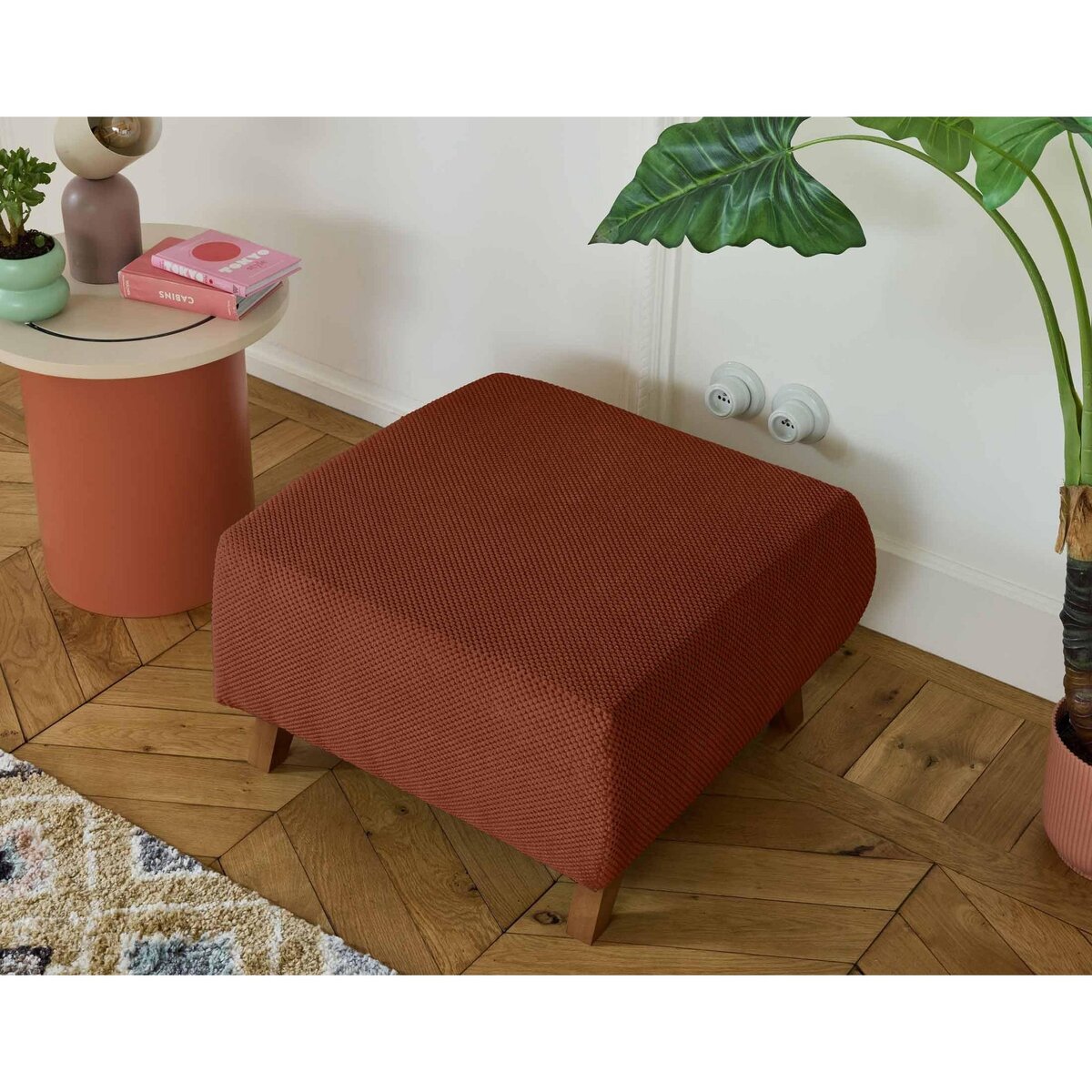 BEST MOBILIER Cristal - pouf modulable - 65 cm - en velours texturé