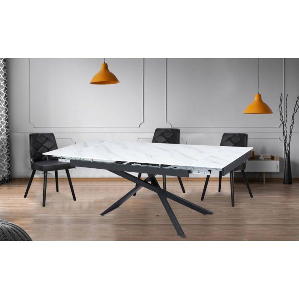 Paris Prix Table à Manger Extensible  Lara  150-210cm Blanc & Noir