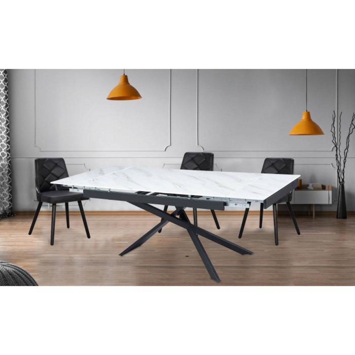 Paris Prix Table à Manger Extensible  Lara  150-210cm Blanc & Noir