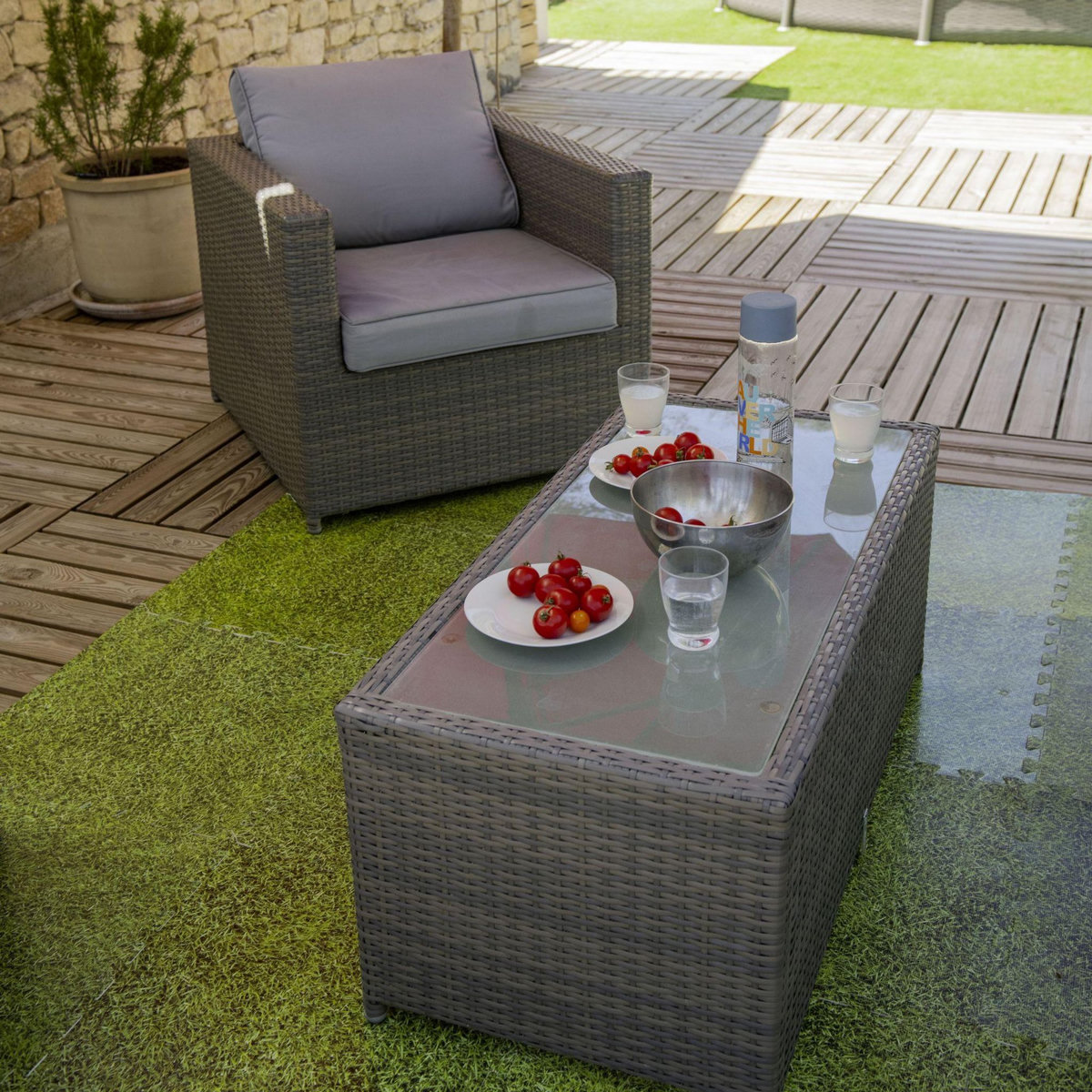 WERKAPRO Dalle pour piscine imprimé gazon  50x50cm  1cm épaisseur 8 pièces WERKA PRO