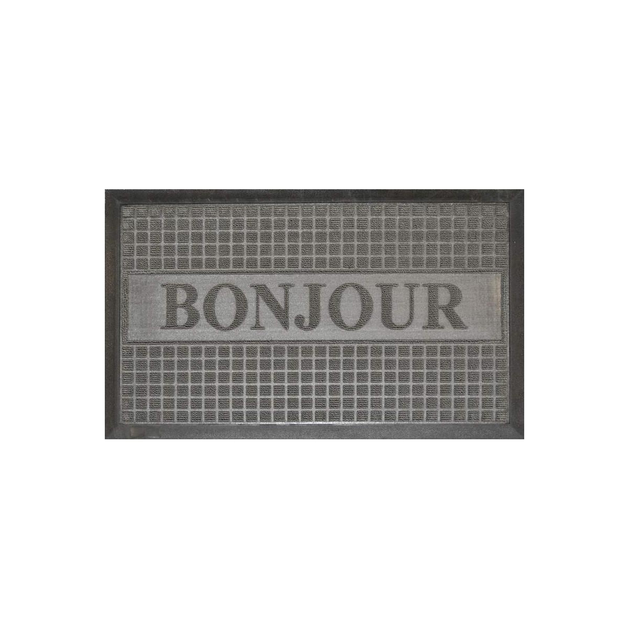 Douceur d'Intérieur Tapis d'Entrée  Bonjour  45x75cm Gris