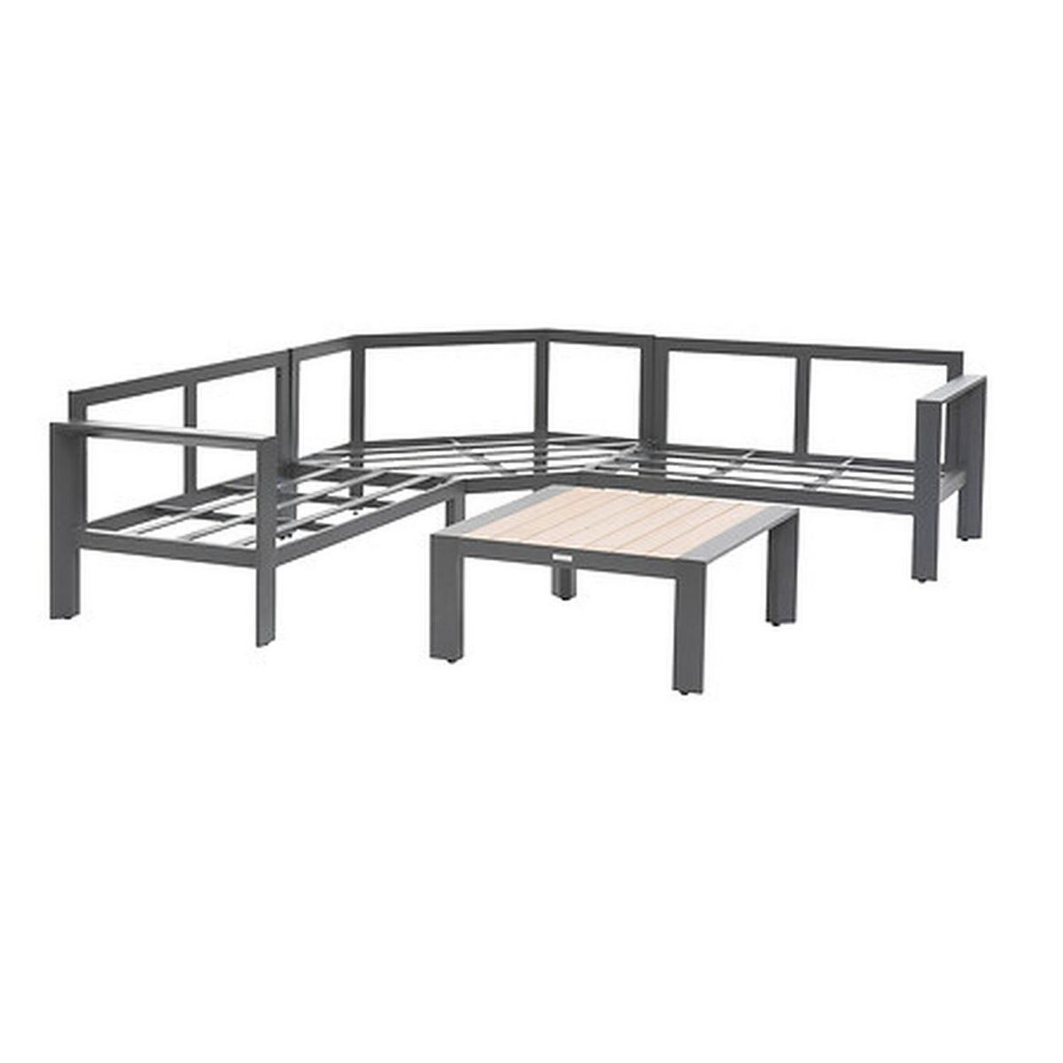 HESPERIDE Salon de jardin d'angle en aluminium 5 places EVASION