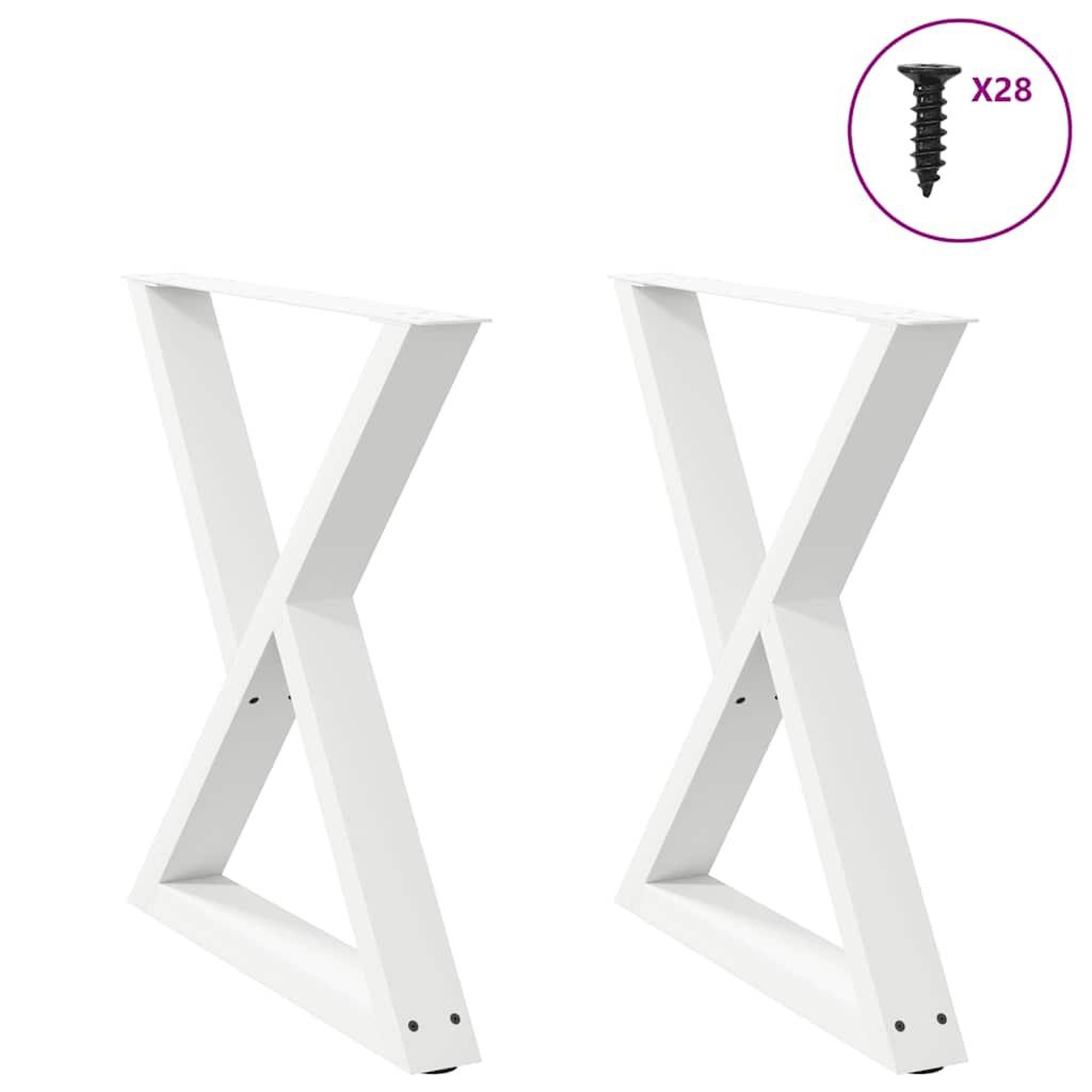 VIDAXL Pieds de table a manger 2pcs blanc 70x(72-73,3)cm acier