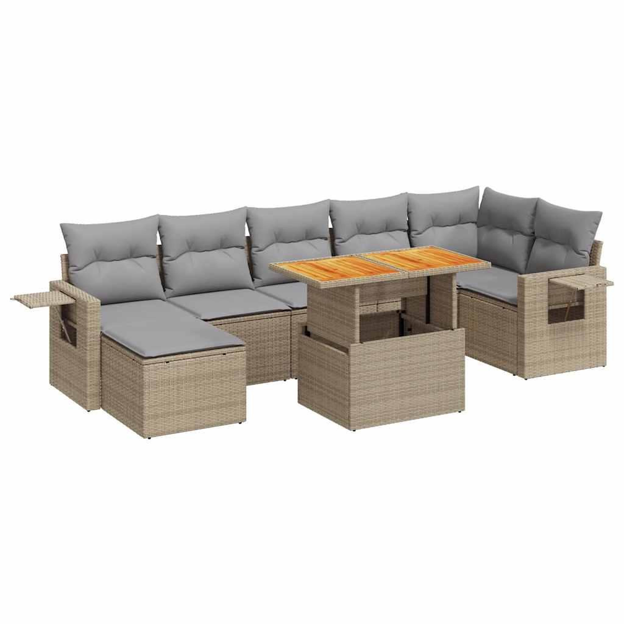 Voir la diapositive 2 : VIDAXL Salon de jardin avec coussins 8 pcs beige resine tressee