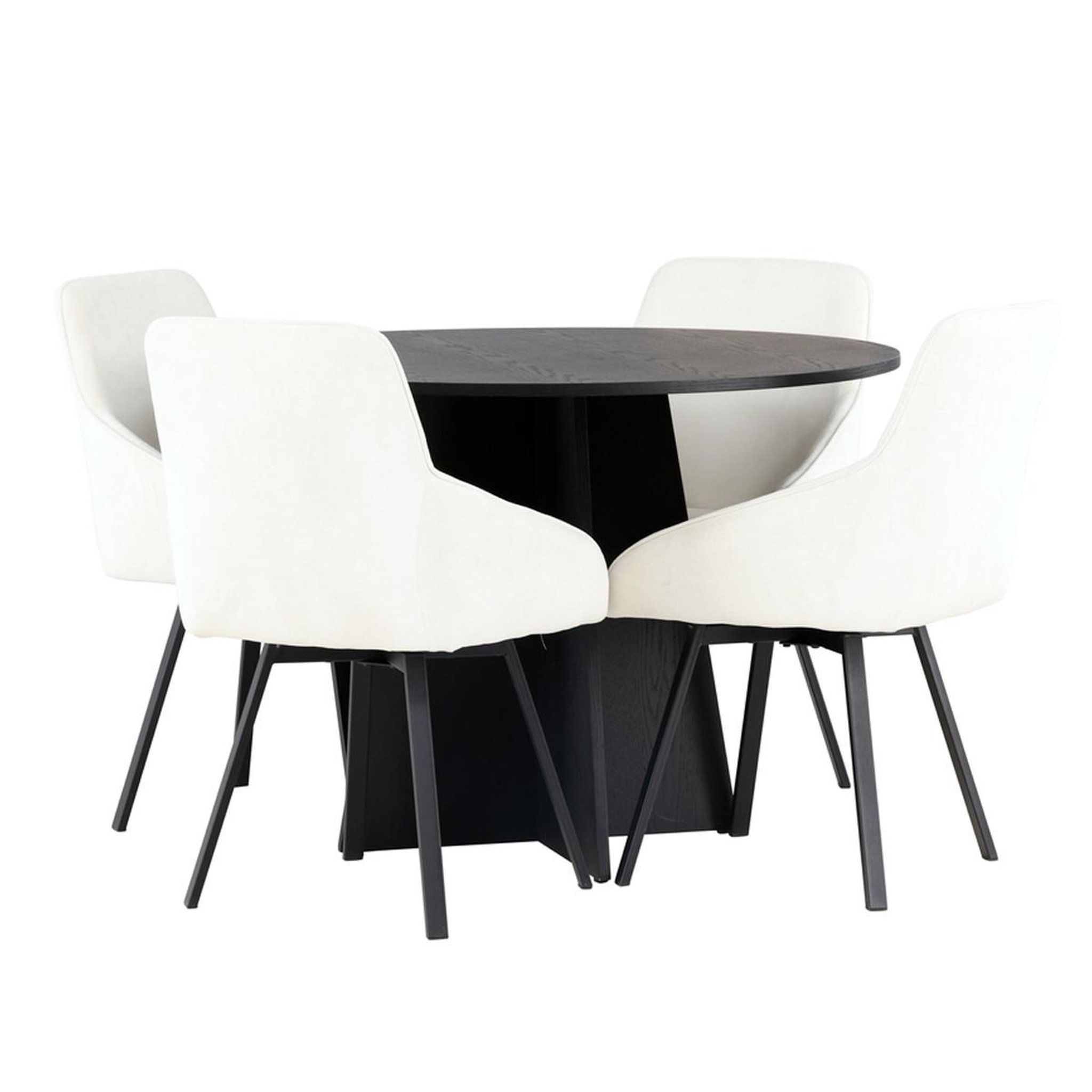 Paris Prix Ensemble table à manger & 4 chaises  bootcut & rosie  110cm beige & noir