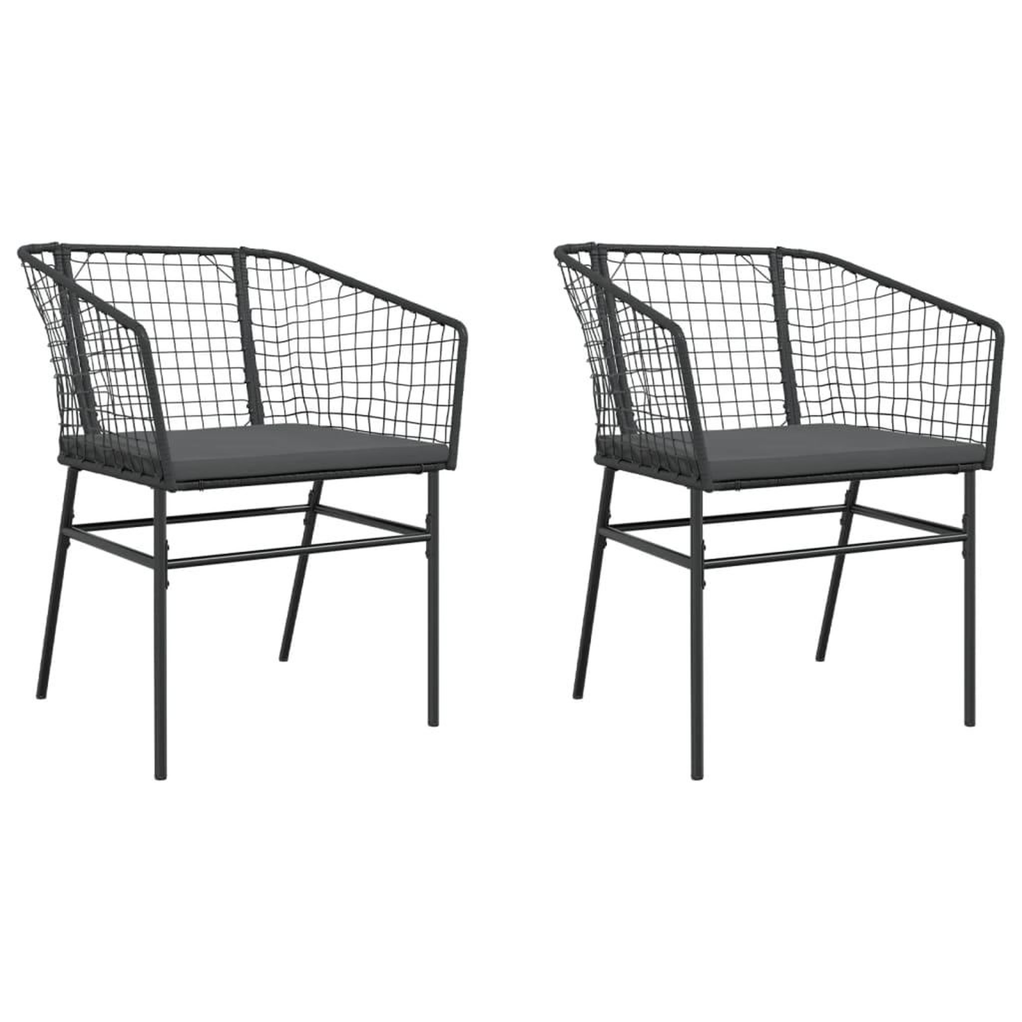 Voir la diapositive 2 : VIDAXL Chaises de jardin lot de 2 avec coussins noir resine tressee