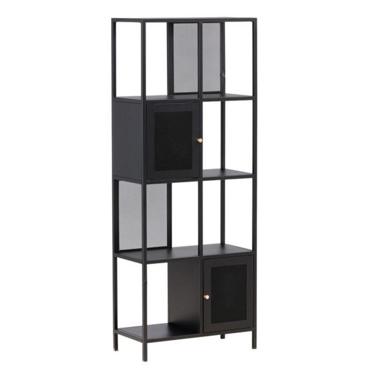 Paris Prix Étagère 4 Niveaux Avec Portes  Nett  180cm Noir