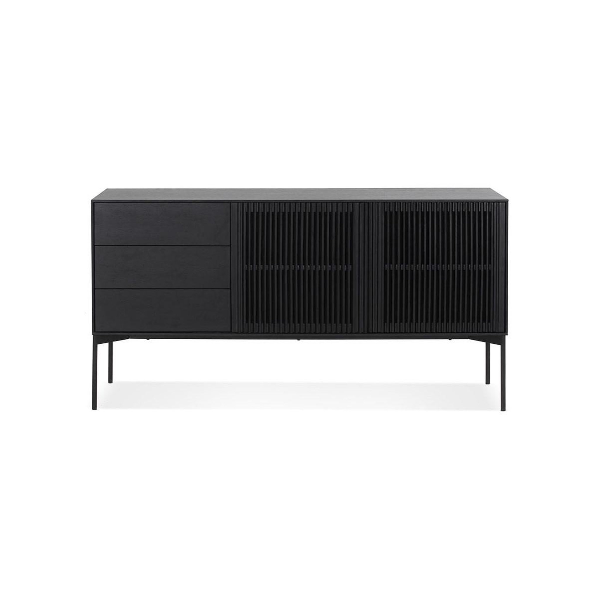 Voir la diapositive 3 : Paris Prix Buffet 3 tiroirs & 2 portes design  lasco  160cm noir