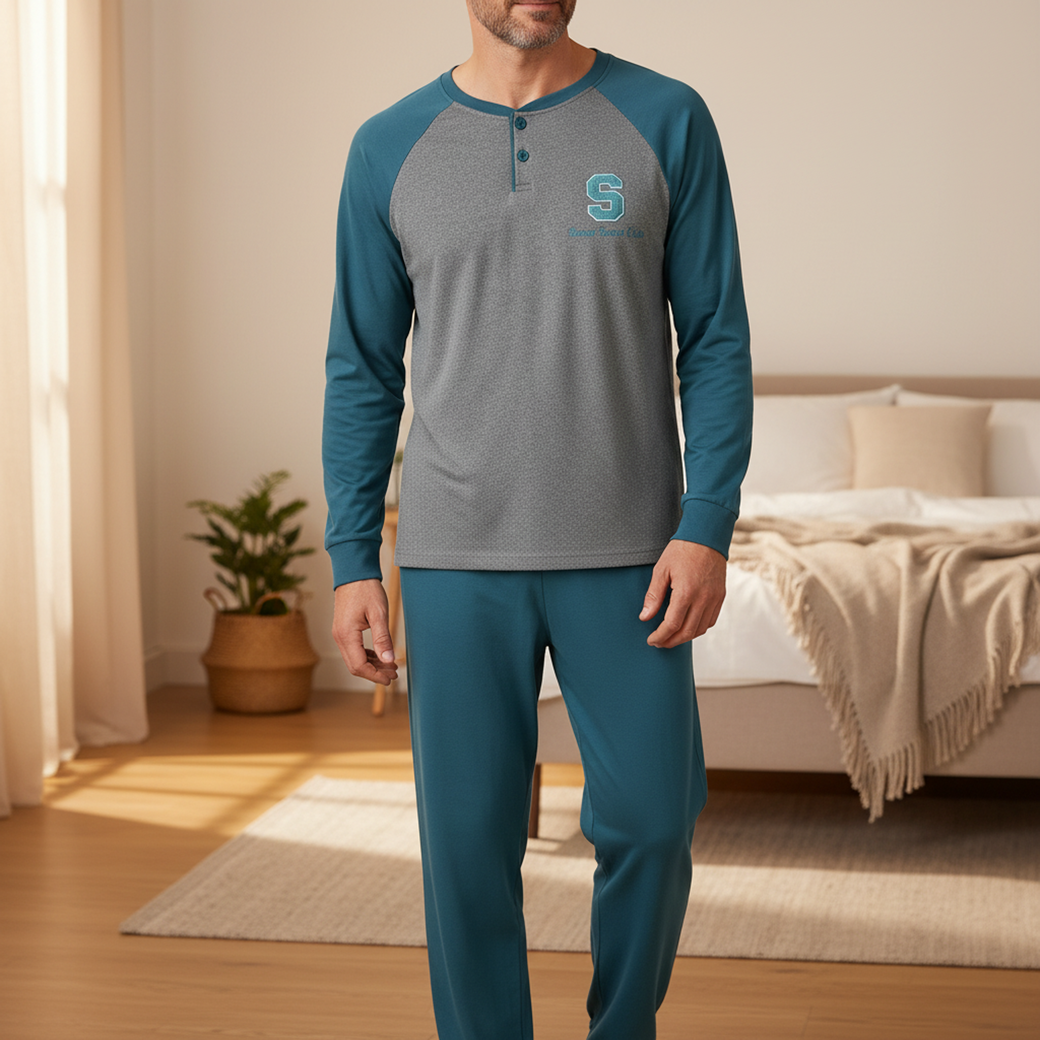 Voir la diapositive 2 : OZABI Ozabi ensemble pyjama homme doublé polaire bicolore sweet secret club