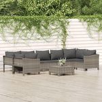 VIDAXL Salon de jardin 8 pcs avec coussins Gris Resine tressee