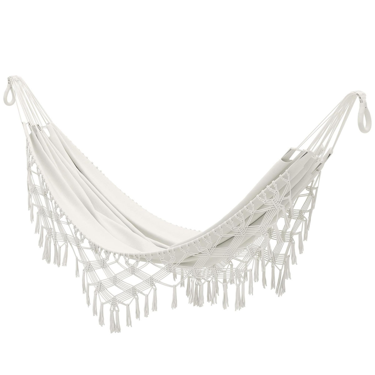 OUTSUNNY Hamac de voyage portable style bohème chic toile de hamac dim. totales 2,88L x 1,5l m coton polyester beige