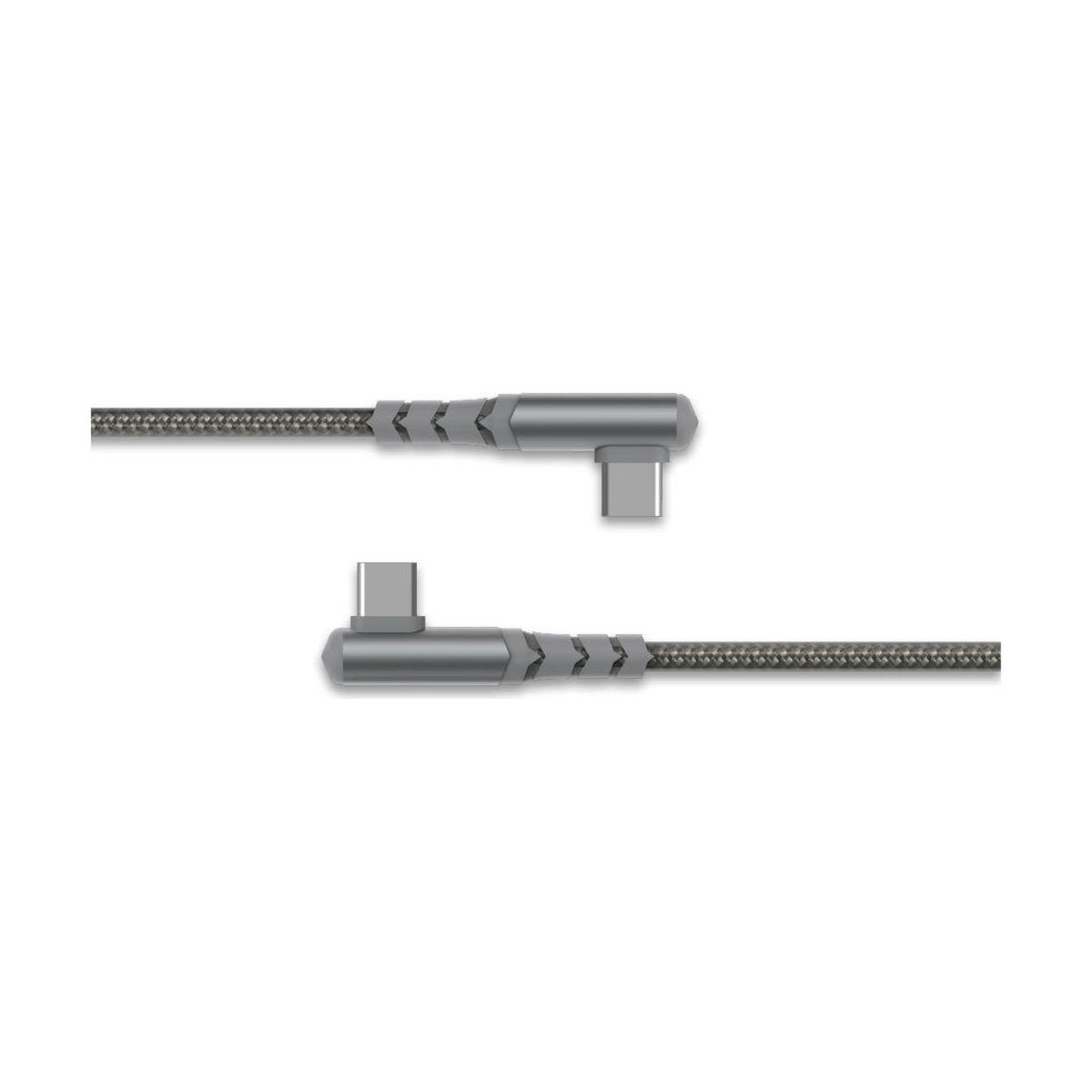 FORCE POWER Câble USB 60W USB-C/ 2 USB-C 2m coudé gris renforc