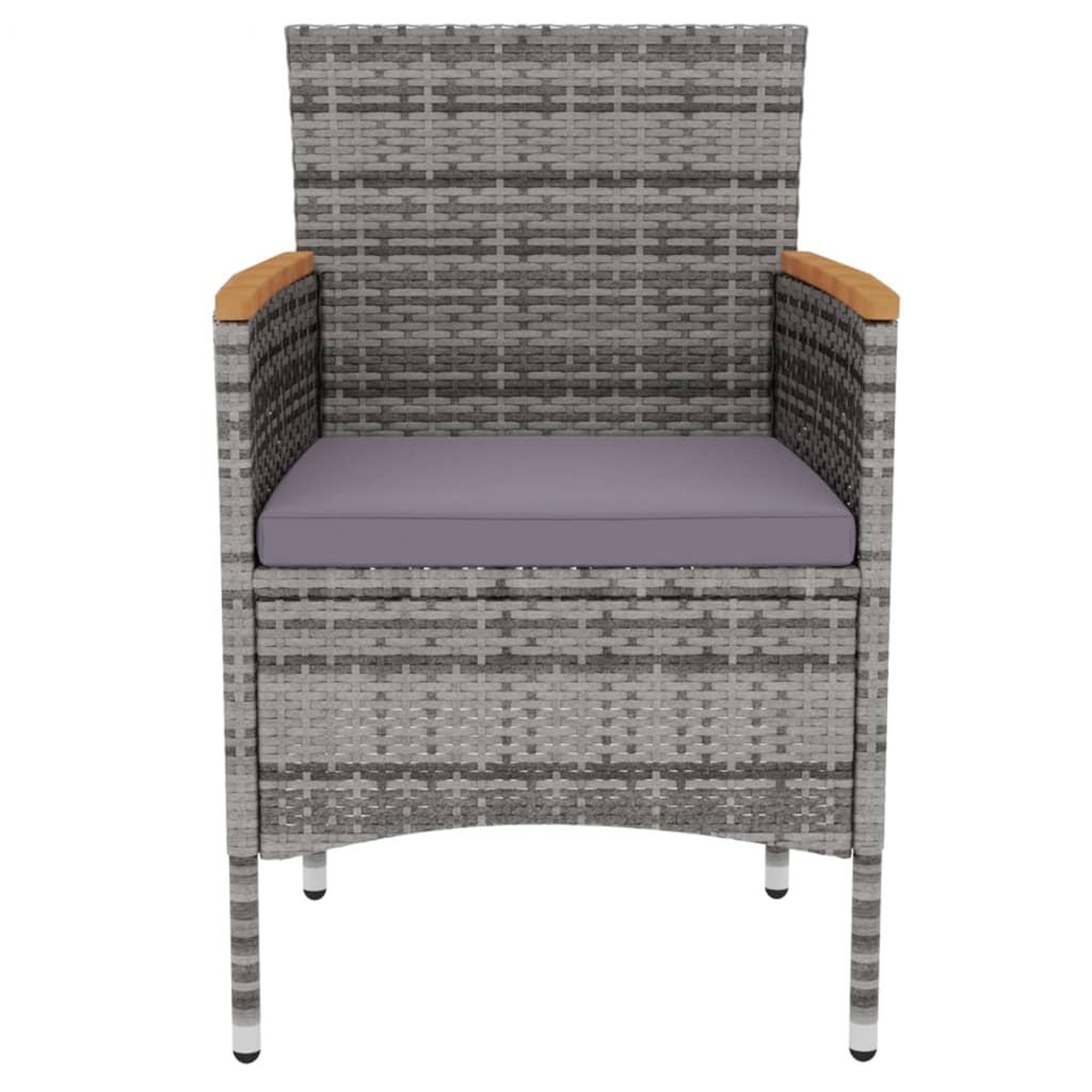 Voir la diapositive 4 : VIDAXL Ensemble a manger de jardin 3 pcs Resine tressee Gris