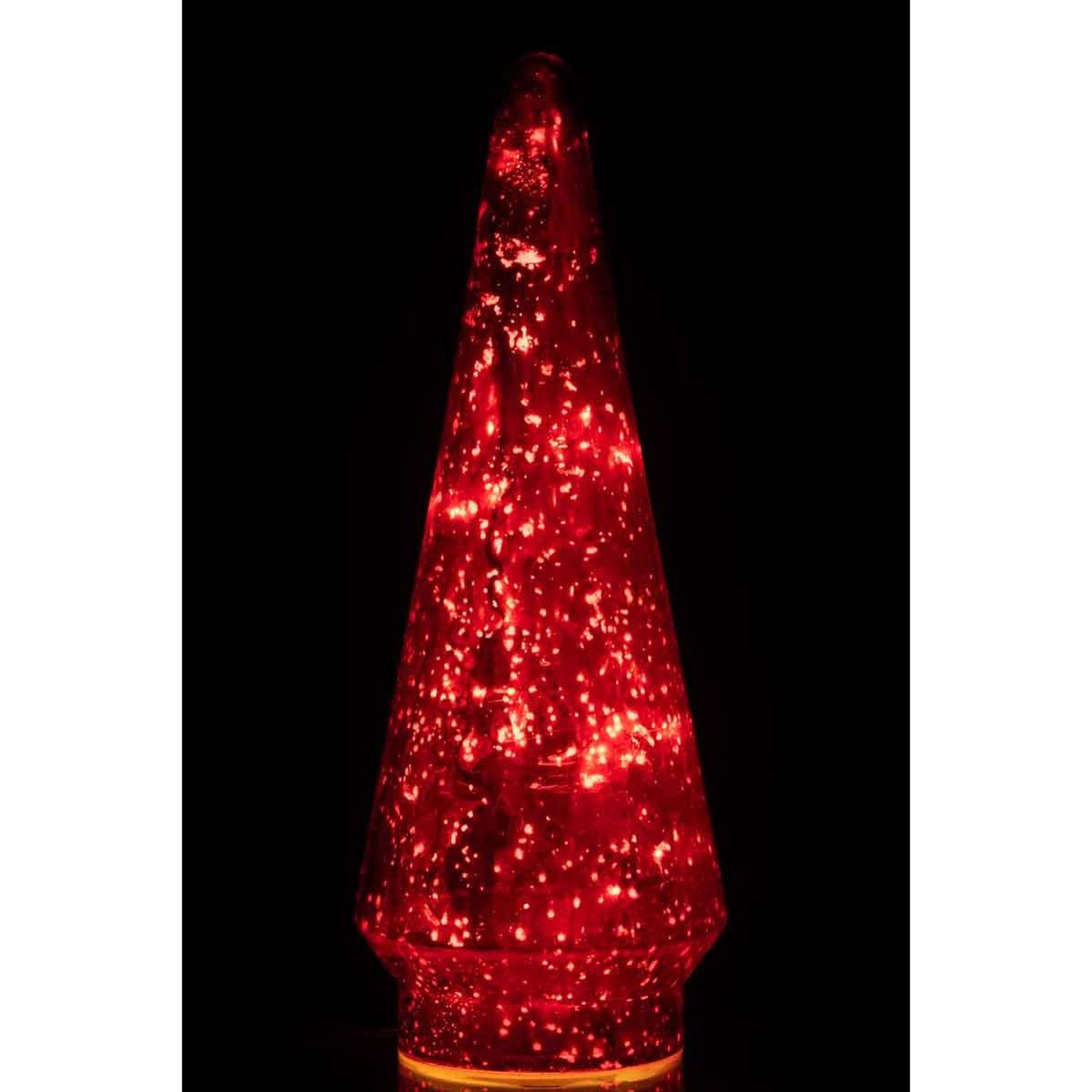 Voir la diapositive 3 : J-LINE Sapin de noël en verre  led  34cm rouge