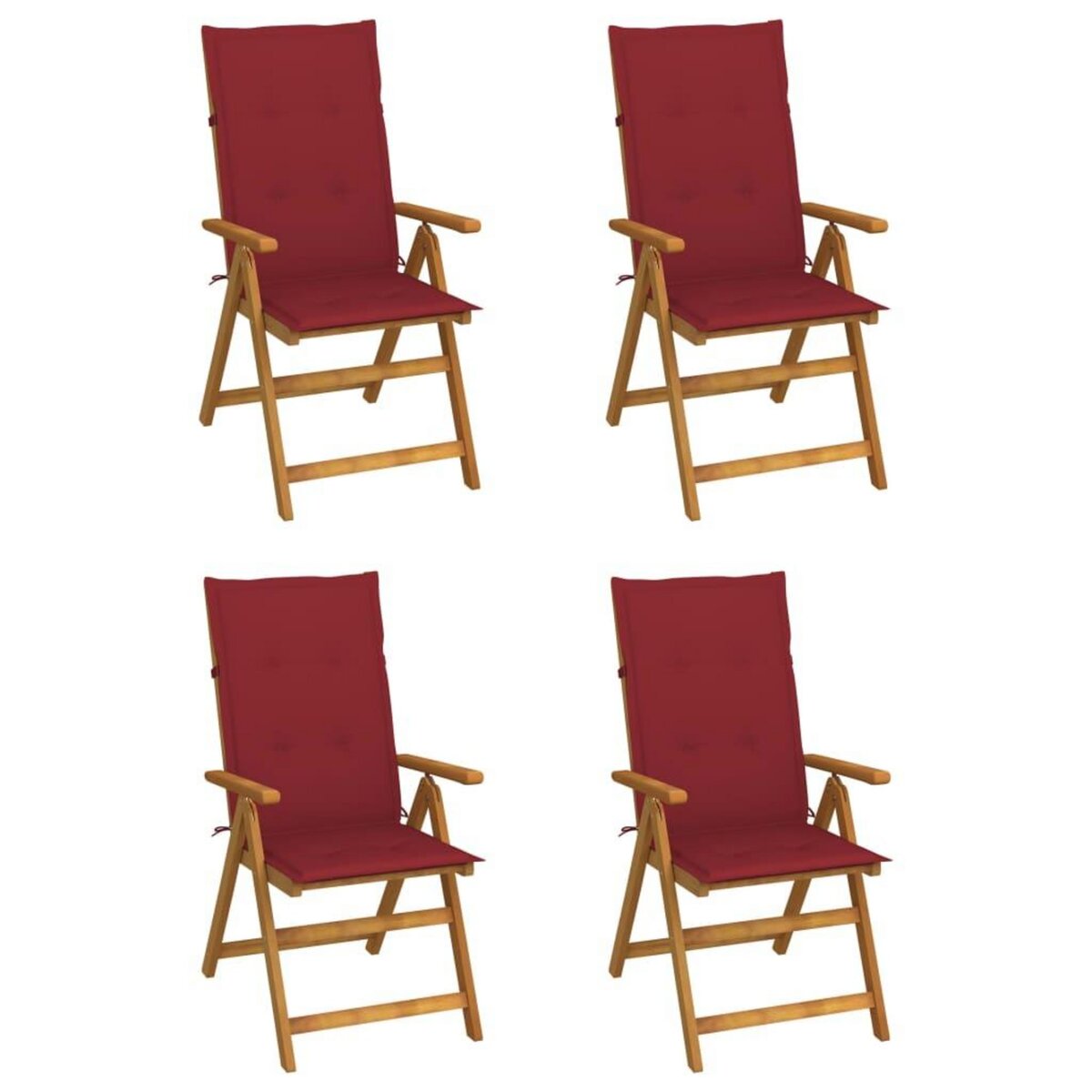 VIDAXL Chaises inclinables de jardin lot de 4 et coussins Bois acacia