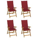 VIDAXL Chaises inclinables de jardin lot de 4 et coussins Bois acacia