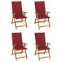 Voir la diapositive 1 : VIDAXL Chaises inclinables de jardin lot de 4 et coussins Bois acacia