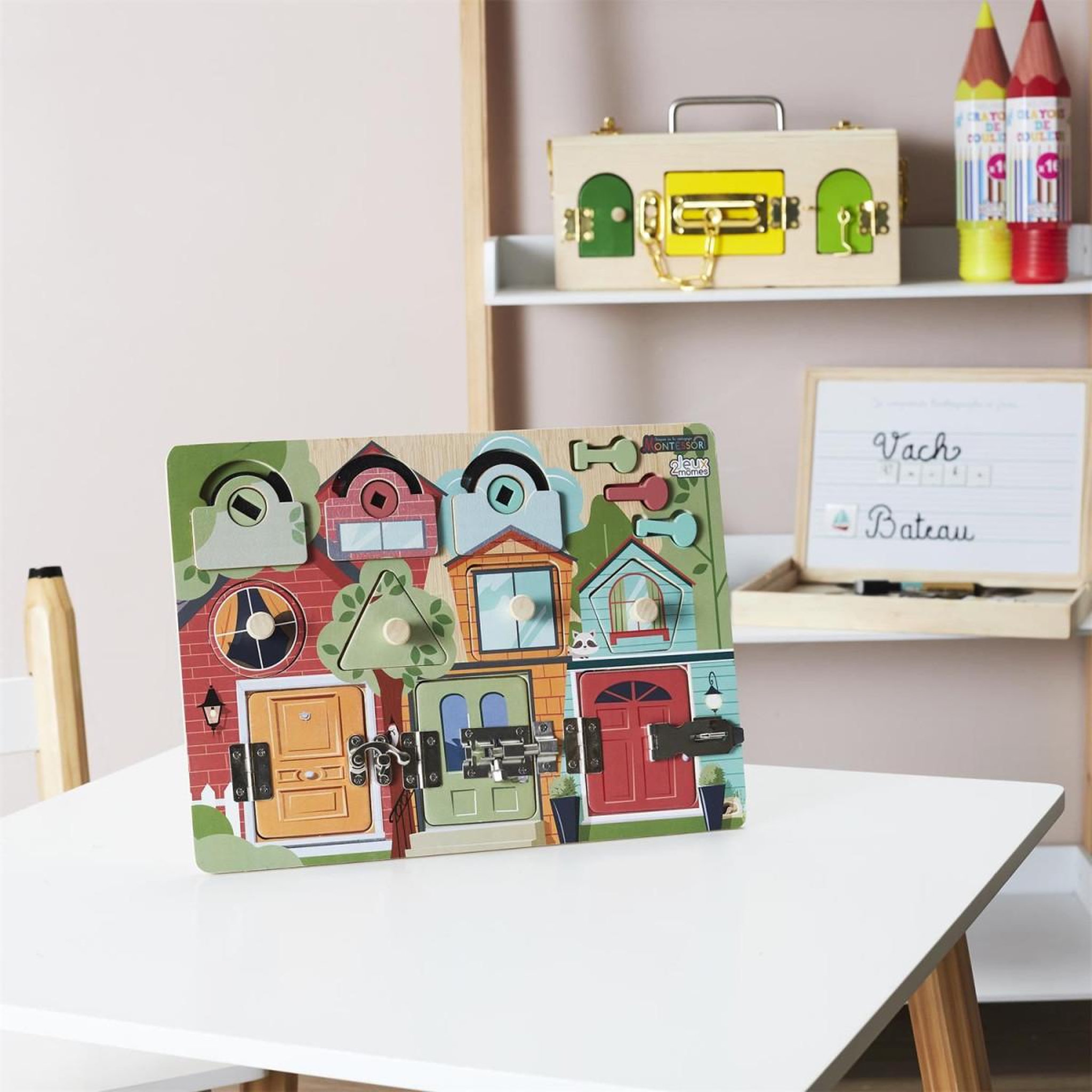 Voir la diapositive 4 : Jeux 2 momes Tableau d'apprentissage  montessori  30cm multicolore