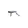 Voir la diapositive 2 : HomeStyle4U Lit mezzanine gris pour enfants avec toboggan et echelle, 90 x 200 cm