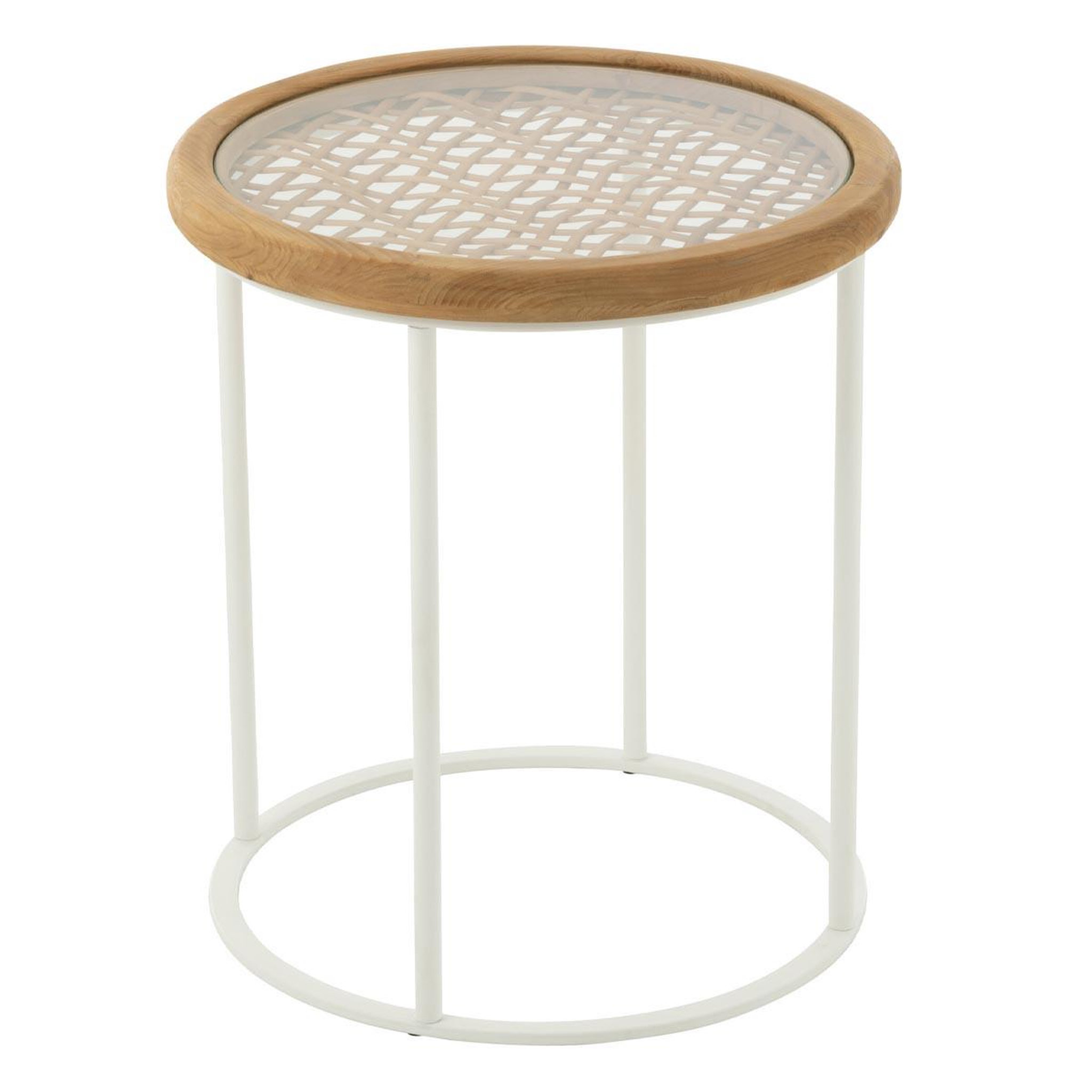 Voir la diapositive 1 : J-LINE Table d'appoint en bois  mati  56cm naturel & blanc