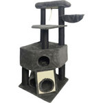MARKET24 GUILY Arbre a chat stable - Idéal chats taille moyens - 50 x 50 x 141 cm - Gris foncé - 2 plateformes, 1 perchoir, 1 cabane, 1