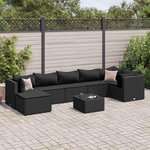 VIDAXL Salon de jardin 8 pcs avec coussins noir resine tressee
