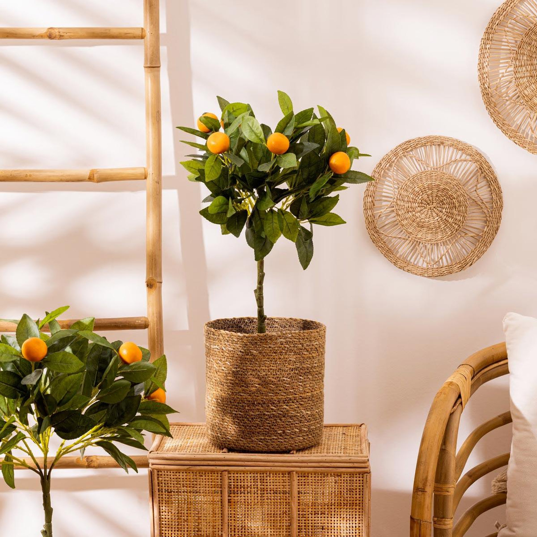 Voir la diapositive 4 : ATMOSPHERA Lot de 4 paniers de rangement  seagrass  27cm naturel