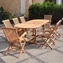 Voir la diapositive 2 : CONCEPT USINE Salon de jardin Teck massif 8 à 10 personnes - Table ovale + 6 chaises + 2 fauteuils KAJANG