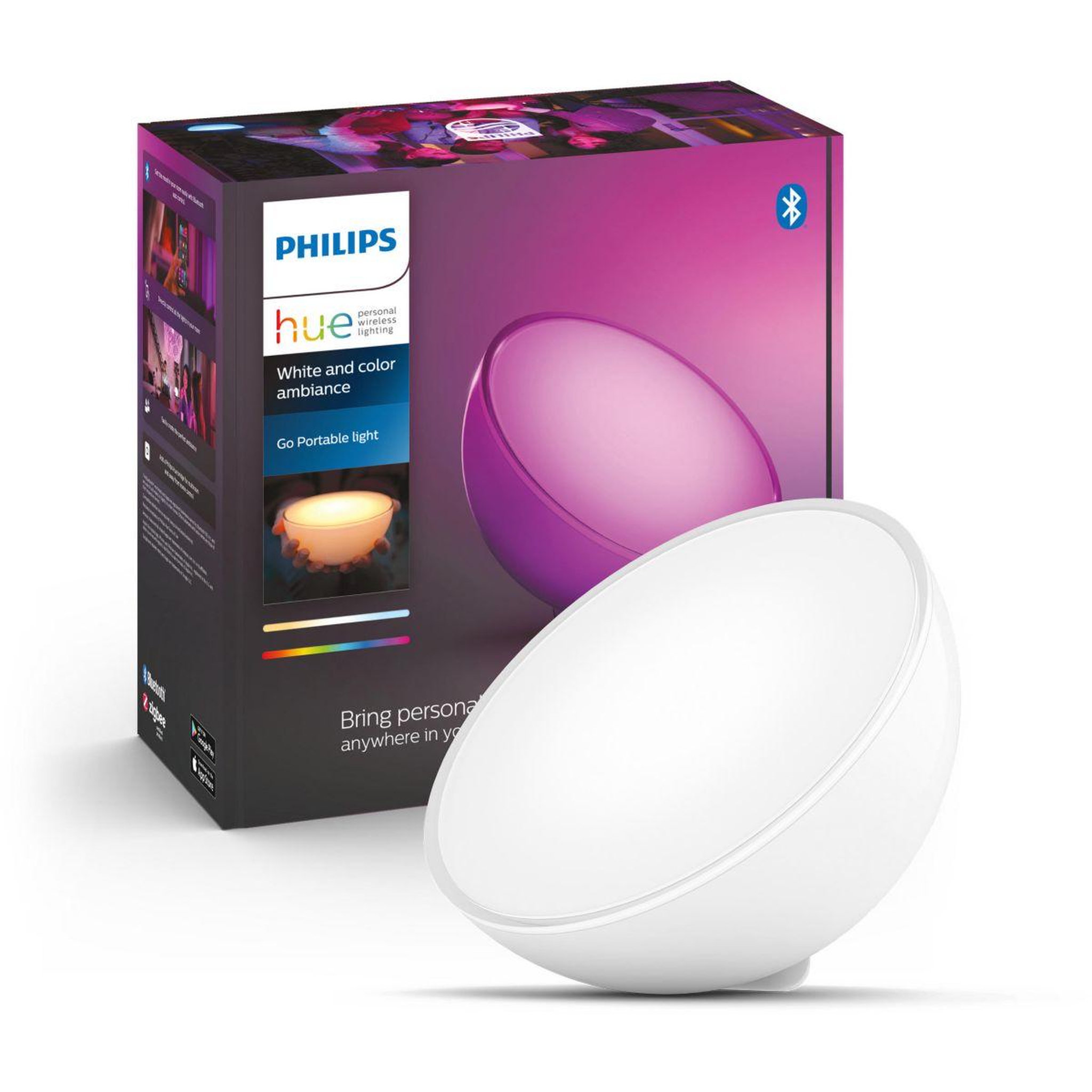 Voir la diapositive 2 : PHILIPS HUE Lampe connectée Go White&Color Ambiance