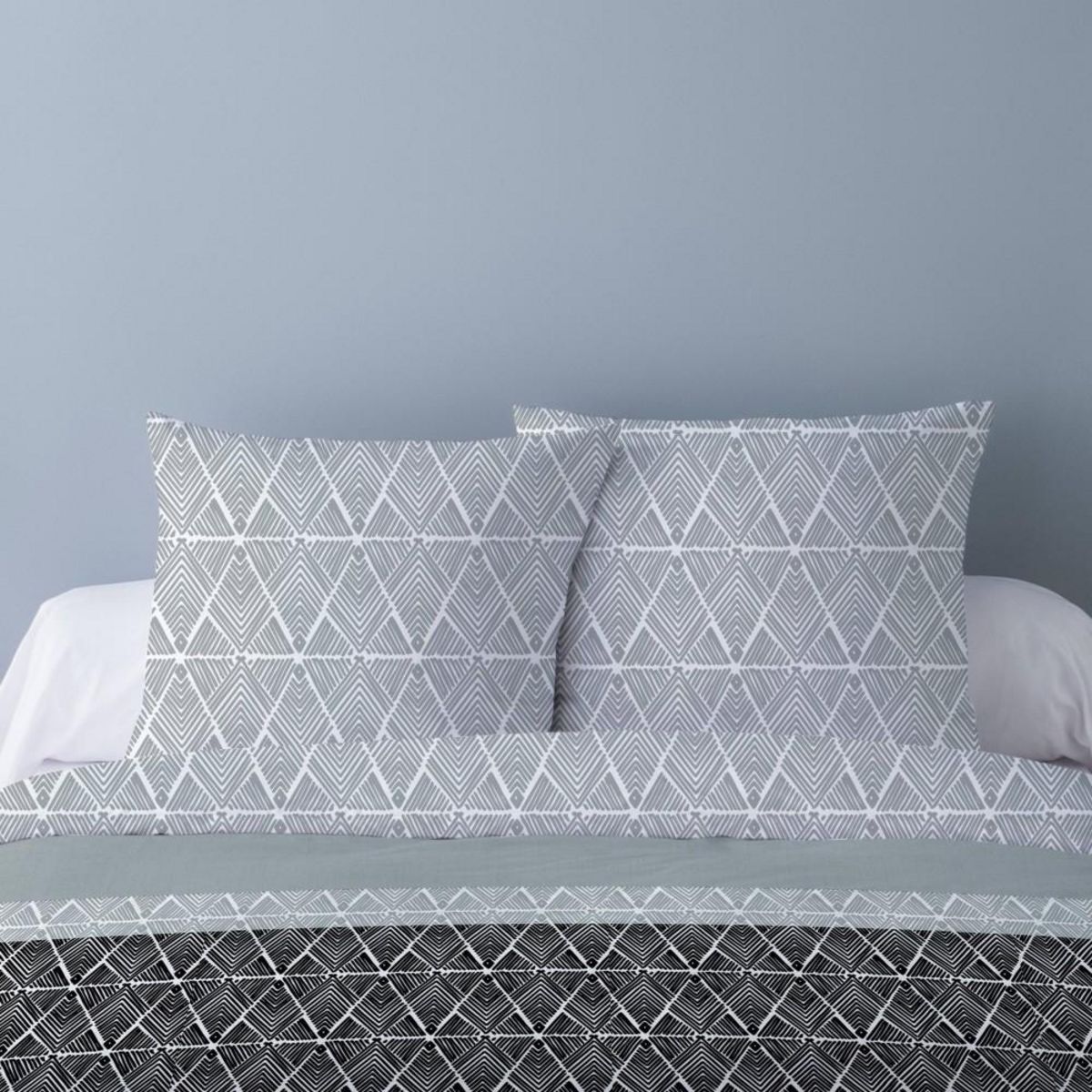 Dourev Housse de couette 240x220 AVI NOIR + 2 taies 100% coton