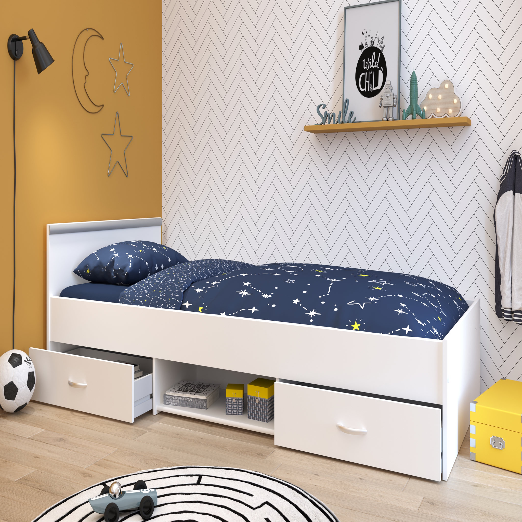 Voir la diapositive 1 : Lit OMEGA 90 x 200 cm blanc