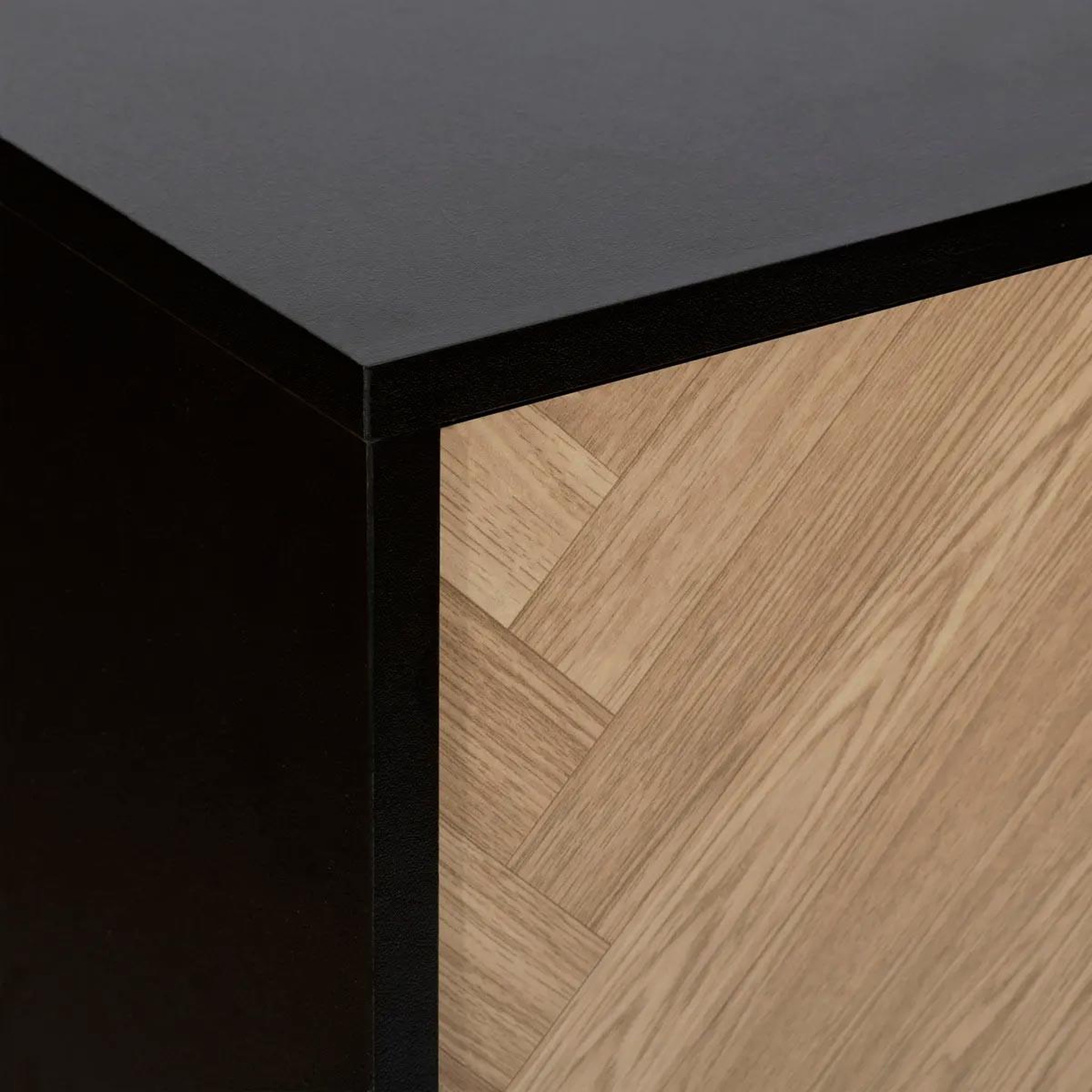 Voir la diapositive 3 : FIVE Cabinet 2 portes  chevrons  110cm naturel & noir