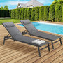 Voir la diapositive 2 : ID MARKET Lot de 2 transats de jardin inclinables en aluminium SINTRA gris anthracite et noir