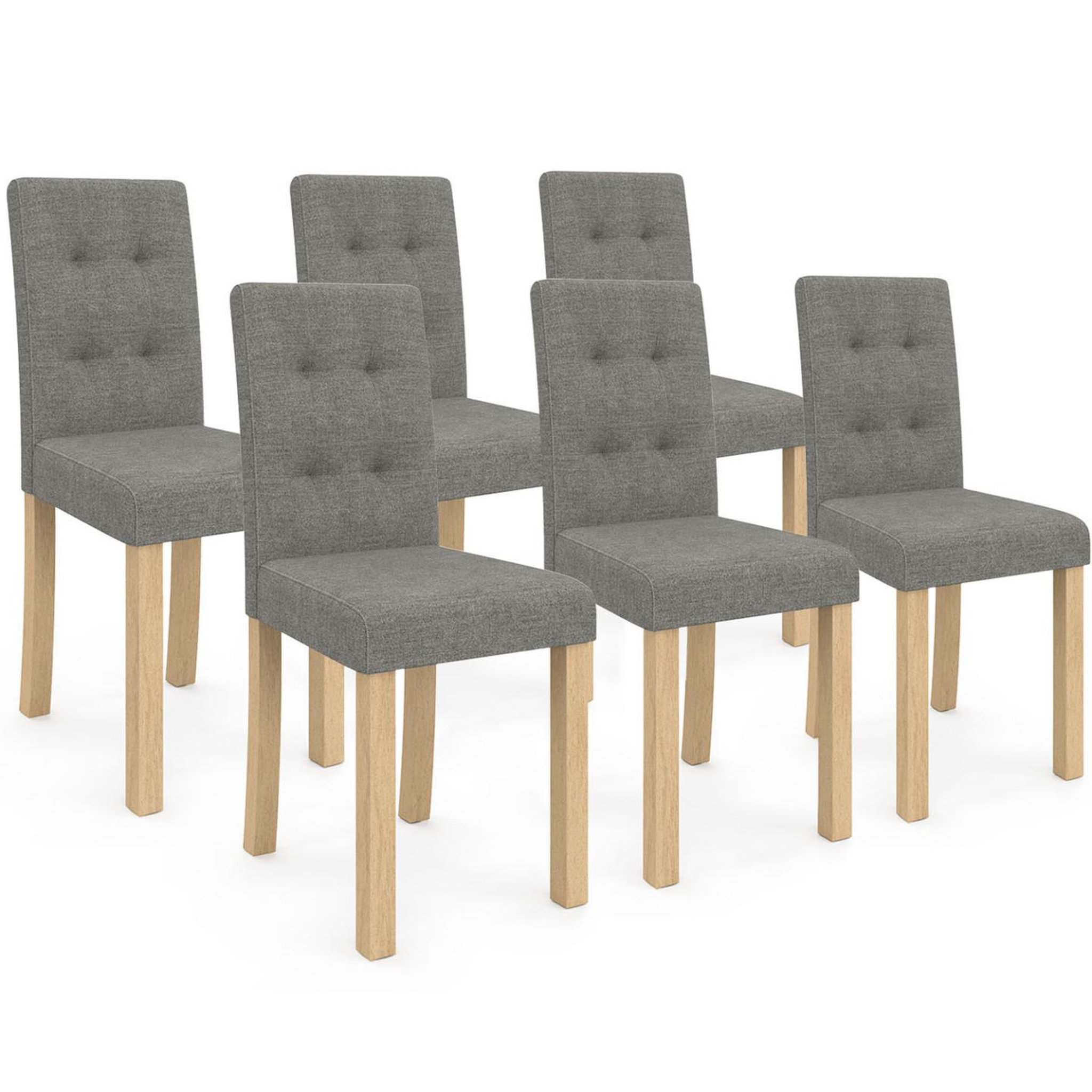 ID MARKET Lot de 6 chaises polga capitonnées grises pour salle à manger