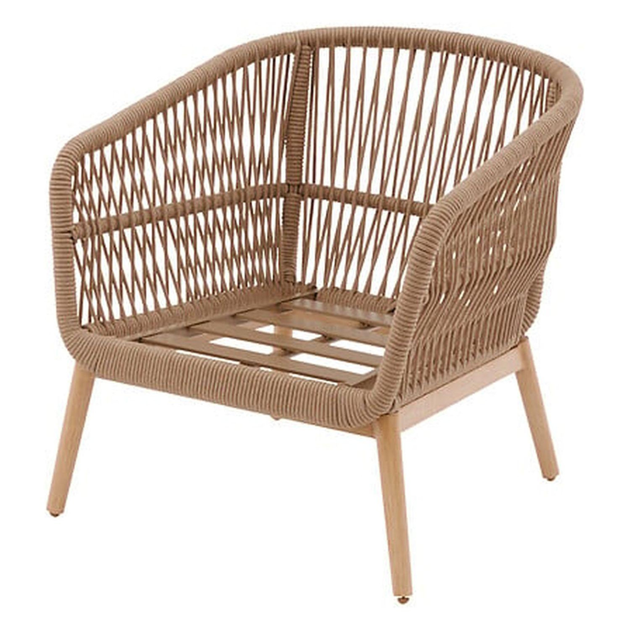 Voir la diapositive 3 : HESPERIDE Fauteuil de salon de jardin en acier effet bois et mailles orissa