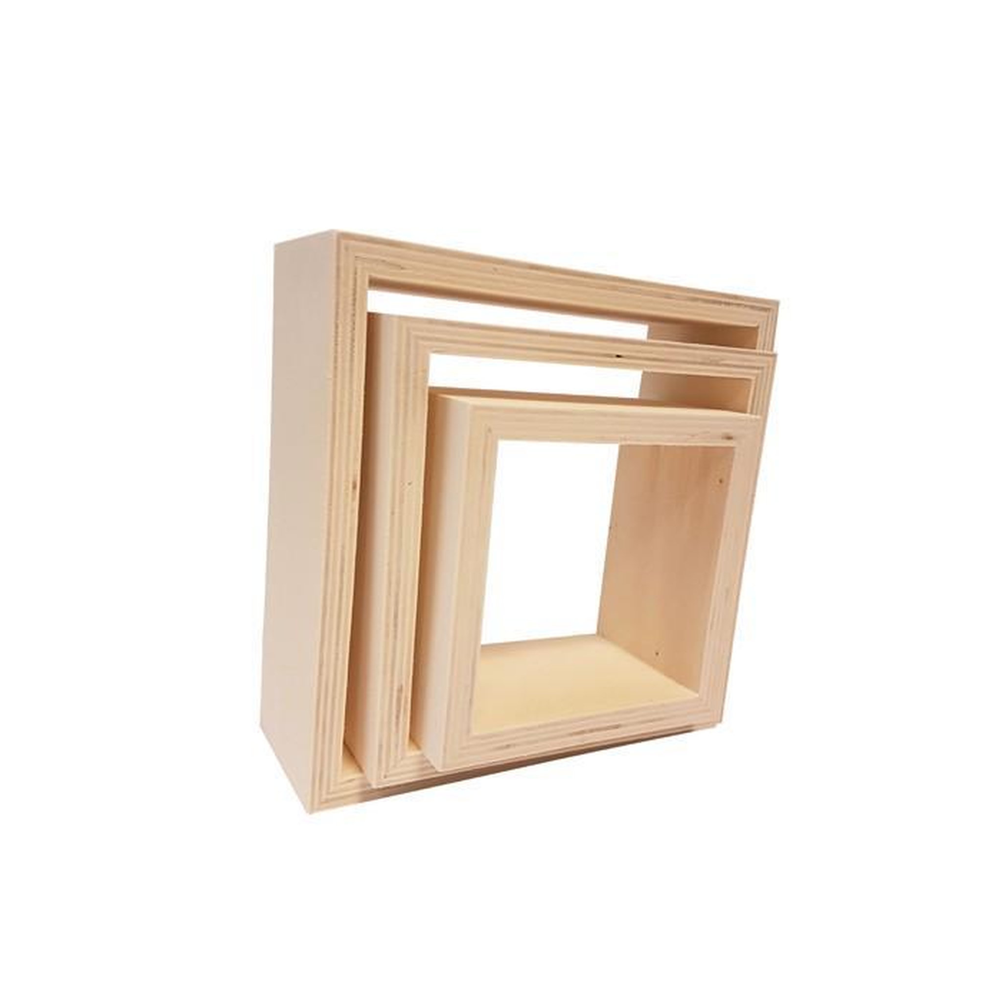 Voir la diapositive 4 : Graine créative 3 petites étagères carrées en bois 22 x 22 x 8 cm