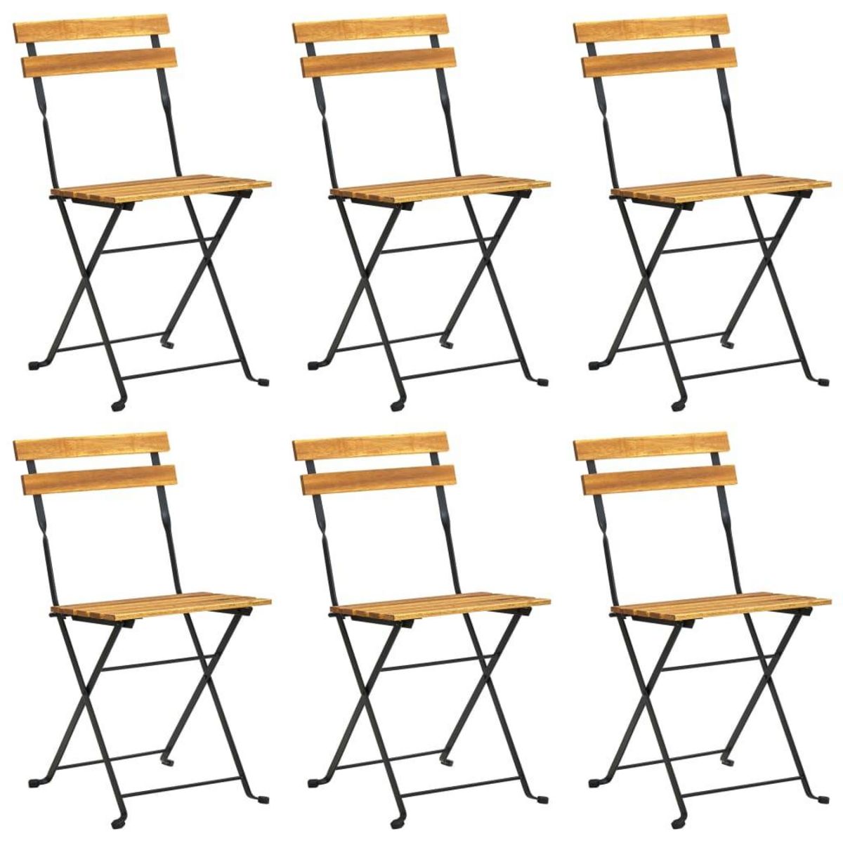 VIDAXL Chaises pliables de jardin lot de 6 Acier bois d'acacia massif